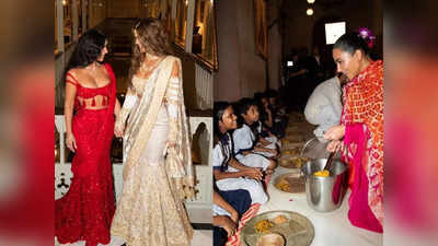 किम कार्दशियन अंबानी की शादी के बाद पहुंच गईं मुंबई के मंदिर, गरीब बच्चों को अपने हाथों से खिलाया खाना