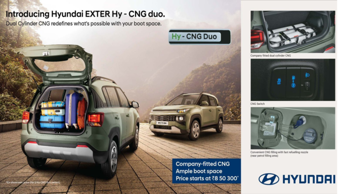 Hyundai EXTER CNG Dual Cylinder Price Features