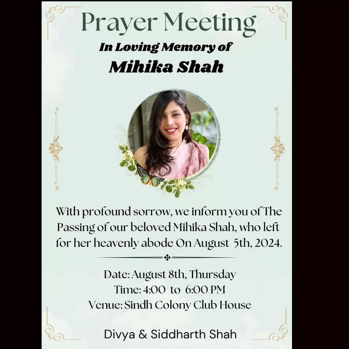 mihika shah prayer meet