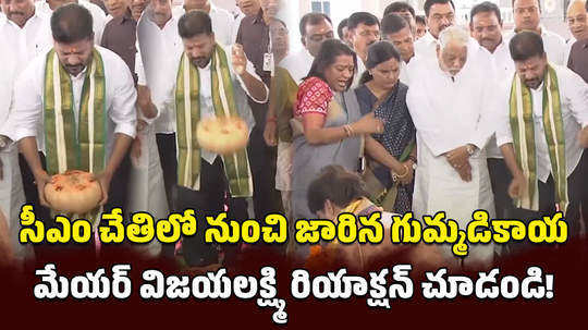 cm revanth reddy perform bhoomi pooja for telangana talli statue unexpected thing happen video goes viral