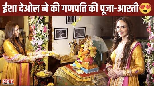 esha deol immersed in the devotion of lord ganesha performed the puja and aarti watch video