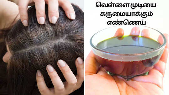 Top 4 Oil For Grey Hair : நரைமுடியை கருமையாக்கும் ஹேர் ஆயில் ரெசிபி.. குழந்தைகளுக்கும் யூஸ் பண்ணலாம்!