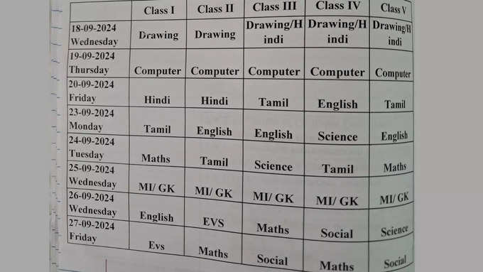 1 முதல் 5ஆம் வகுப்பு வரை