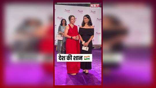 boxing champion mary kom dazzled in red saree and manu bhaker won hearts with gajra in her hand watch video