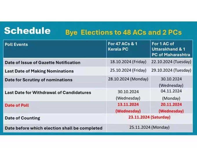 Assembly Lok sabha By Election 2024