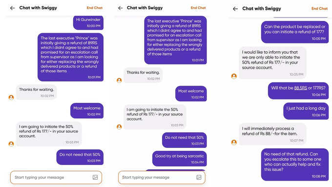 swiggy comment custmoer