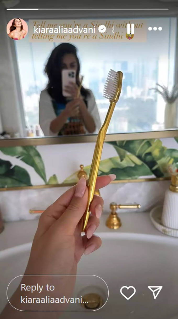 Kiara Advani shows off her gold toothbrush