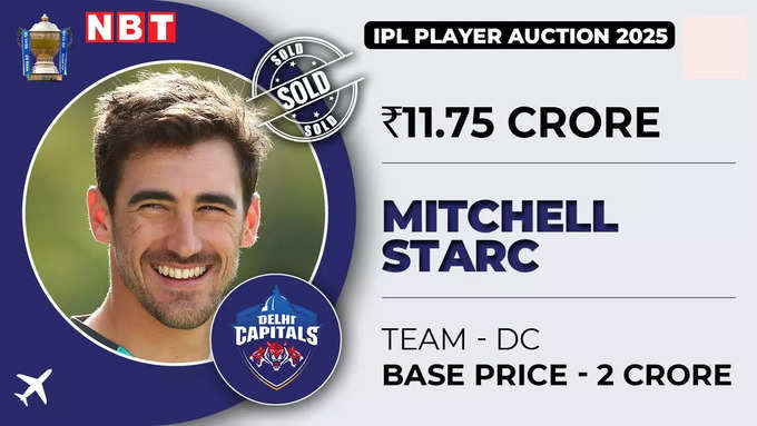 Mitchell Starc IPL 2025 Price LIVE: मिचेल स्टार्क को दिल्ली कैपिटल्स ने 11.75 करोड़ में खरीदा