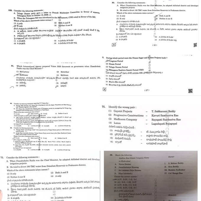 Telugu Desam Questions in Group 2 Exam