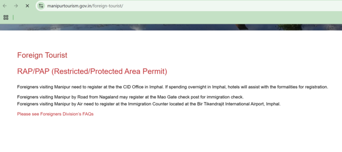 Manipur Tourism Website Info