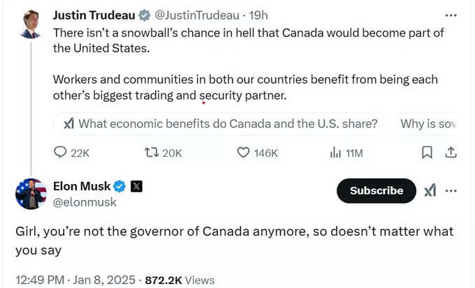 Elon Musk Remark On Justin Trudeau