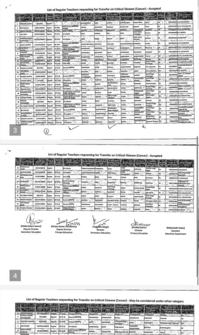 bihar teacher transfer 1st list