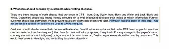 Fact check confirms that social media post claiming bank cheques not to be filled by black ink is false