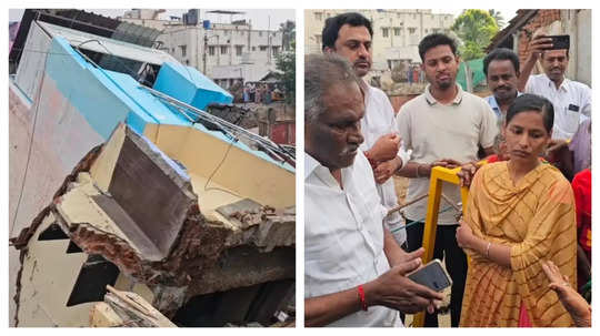 கால்வாய் அருகே கட்டப்பட்டிருந்த வீடுகள் இடிந்து விழும் பதபதைக்கும் காட்சி - கால்வாய் தூர்வாரும் பணியின் போது ஏற்பட்ட சம்பவம்!