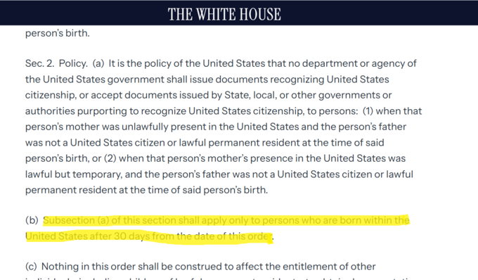 Screenshot Of Executive Order (Partly)