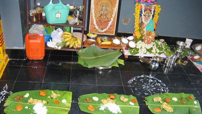 banana leaf in pooja