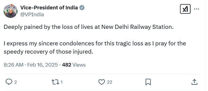 Delhi Railway Station Stampede Live Updates: नई दिल्ली स्टेशन हादसे पर उपराष्ट्रपति ने जताया दुख