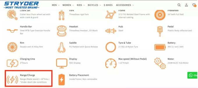 స్ట్రైడర్ సైకిల్ రేంజ్