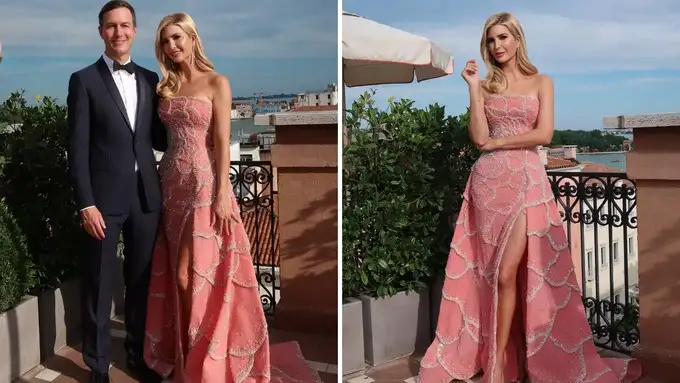 गाउन पर हुआ है बीड्स वर्क