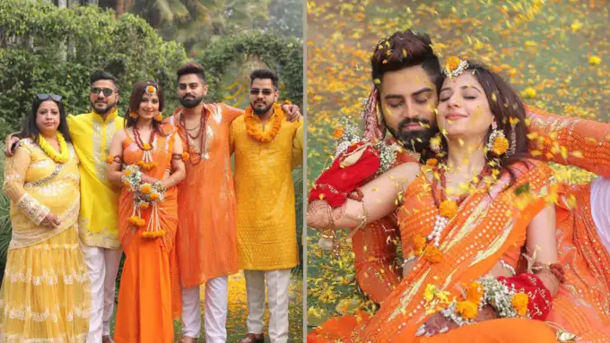सीता- राम इंस्पायर्ड आउटफिट में सजे दूल्हा- दुल्हन