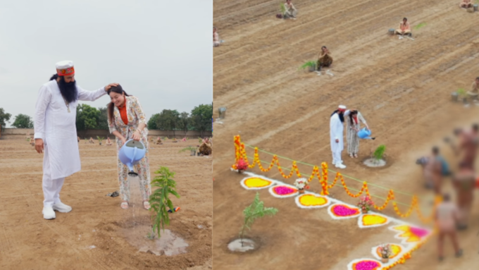 हनीप्रीत सिंह इंसा संग लगाए पौधे
