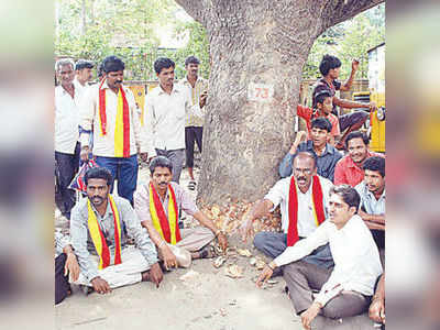 ಹದಡಿ ರಸ್ತೆ ಮರ ಕಡಿತ ವಿರೋಧಿಸಿ ಪ್ರತಿಭಟನೆ