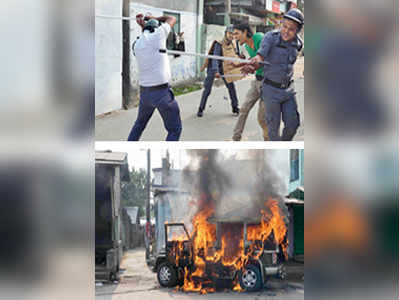 আইসিকে মেরে পুলিশের জিপে আগুন, পাল্টা গুলি