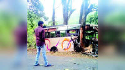 ಬಸ್ ಮರಕ್ಕೆ ಡಿಕ್ಕಿ: 30 ಜನರಿಗೆ ಗಾಯ