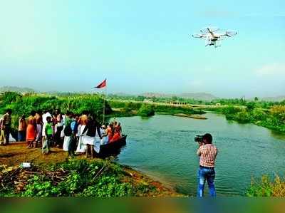 ನವವೃಂದಾವನ ಗಡ್ಡೆಯಲ್ಲಿ ಹಾರಾಡಿದ ಡ್ರೋನ್