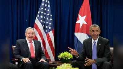 अमेरिकी राष्ट्रपति बराक ओबामा और क्यूबन राष्ट्रपति राउल कास्त्रो ने हवाना में की मुलाकात