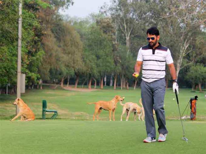 PICS: धोनी-रोहित ने गोल्फ में आजमाया हाथ