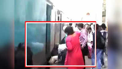 Watch: Woman slips from train platform, escapes miraculously 