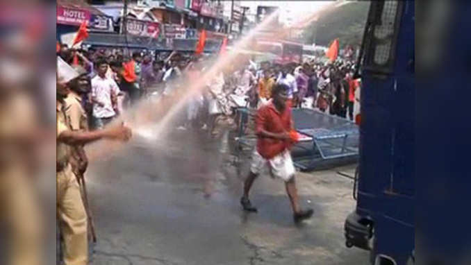 Police use water cannons on ABVP activists protesting against rape of Dalit woman 