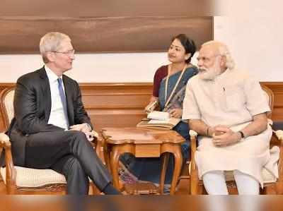 యాపిల్ సీఈవోతో ప్రధాని మేకిన్ ఇండియా చర్చలు