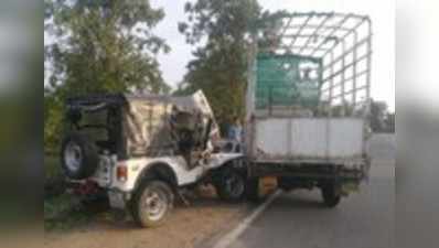 ನಿಂತಿದ್ದ ಜೀಪ್‌ಗೆ ಪಿಕ್‌ಅಪ್‌ ವಾಹನ ಡಿಕ್ಕಿ