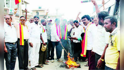 ಮೇಕೆದಾಟು ಯೋಜನೆಗೆ ವಿರೋಧ: ಸೇನಾ ಪಡೆ ಪ್ರತಿಭಟನೆ