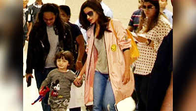 AbRam and Alia Bhatt walk out of the airport hand-in-hand 