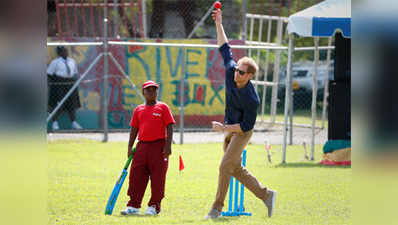 Watch: Prince Harry plays cricket with kids 