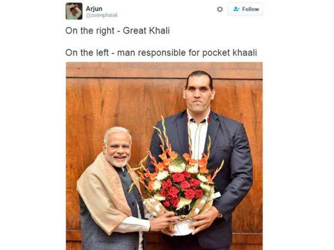 PM मोदी के साथ खली की फोटो ने ट्विटर पर मचाई खलबली!