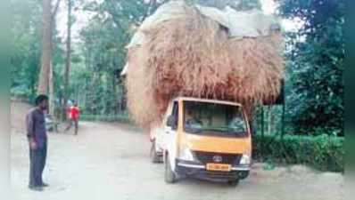 ಕುಟ್ಟ ಅಂತರ್‌ರಾಜ್ಯ ಚೆಕ್‌ ಪೋಸ್ಟ್‌ನಲ್ಲಿ ಹುಲ್ಲು ಸಾಗಣೆಗೆ ಪೊಲೀಸರ ತಡೆ