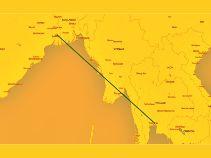 कोलकाता और बैंकॉक की दूरी