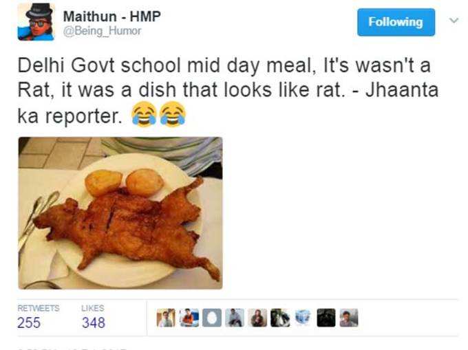 स्कूल के मिड-डे मील में चूहा, AAP सरकार की खिंचाई!