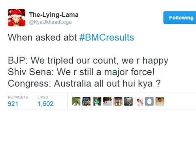 BMC चुनाव के नतीजों पर लोगों ने ली मौज!