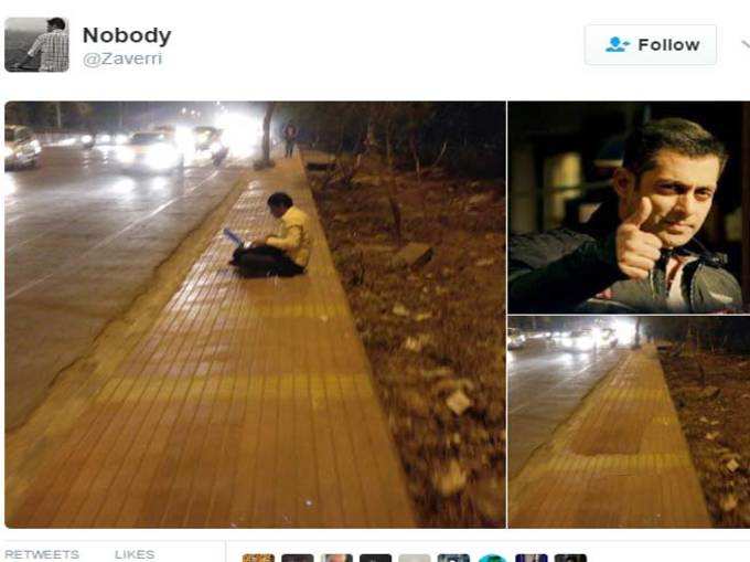 फुटपाथ पर बैठे शख्स की वायरल फोटो पर लोगों ने लिए मजे!
