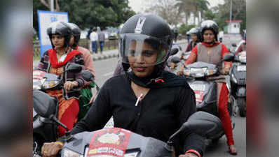 Female riders get helmets as gifts on Women’s Day in Chandigarh 