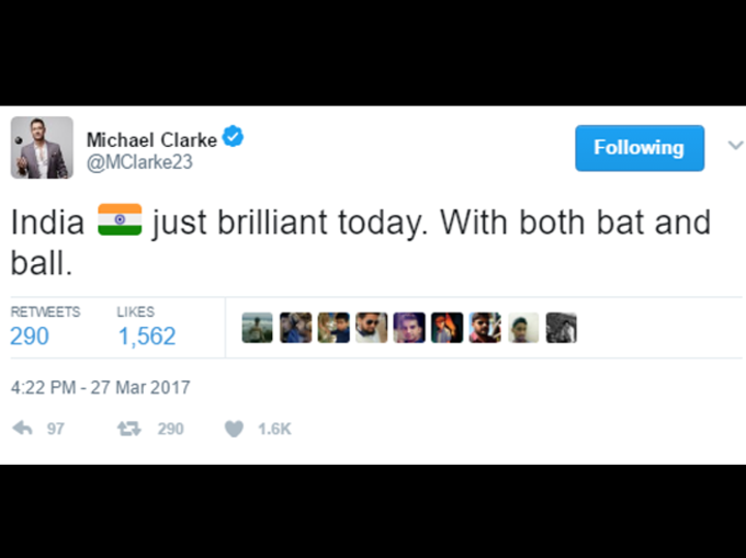 ट्विटर पर दिग्गजों ने की टीम इंडिया की तारीफ
