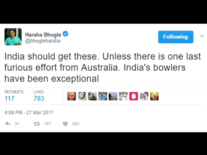 ट्विटर पर दिग्गजों ने की टीम इंडिया की तारीफ