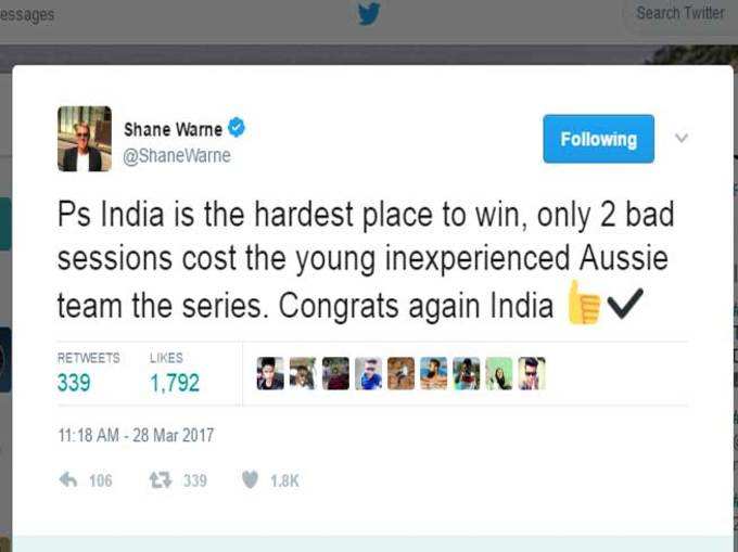 India vs Australia: भारत ने जीती सीरीज, टि्वटर पर मिलीं बधाइयां