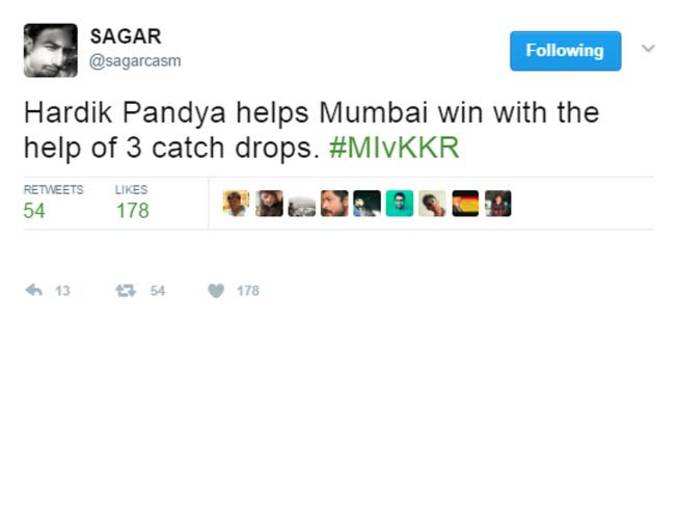 मुंबई vs कोलकाता के मैच का लोगों ने किया पोस्टमॉर्टम!