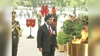 Canadian Defence Minister Sajjan pays tribute at Amar Jawan Jyoti 